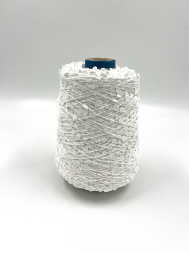 Пряжа Королевские пайетки Shine Pail, хлопок, цвет белый с матовыми пайетками